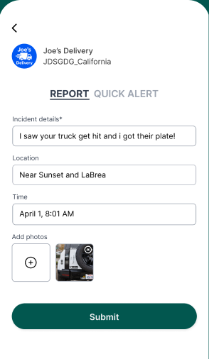 PL8CHAT fleet report form screen