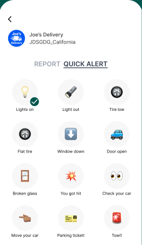 PL8CHAT fleet quick alert options screen